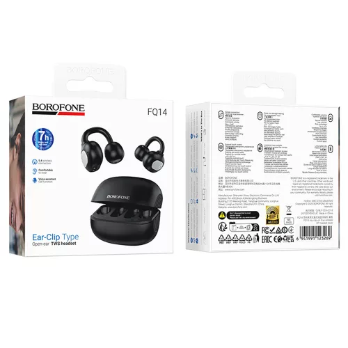 Borofone - Joy vezeték nélküli fülhallgató (FQ14) - Bluetooth V5.4, Valódi vezeték nélküli, Érintésvezérlés, 300mAh - Fekete