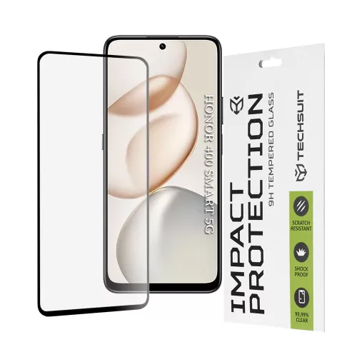 Techsuit - 111D Full Cover / Full Glue üvegfólia - Honor 400 Smart 5G / 400 Smart 4G / 200 Smart / 90 Smart /  X7d 4G / X7b 4G / X7b 5G / X7c - Fekete széllel