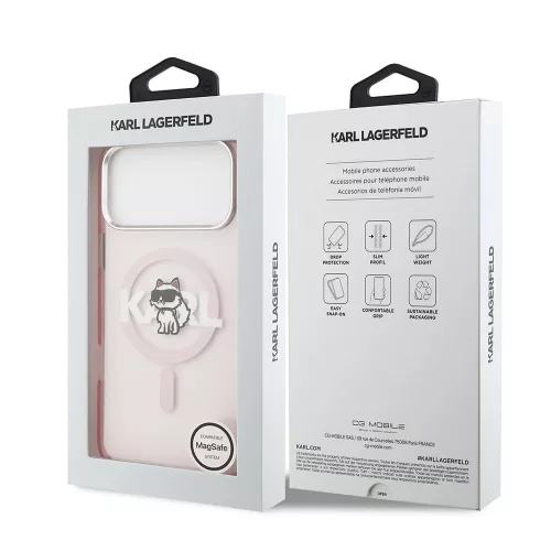 Karl Lagerfeld - IML Choupette Sketch Logo MagSafe (KLHMP17XHGCHGKBP) - iPhone 17 Pro Max - Pink