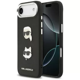   Karl Lagerfeld - FW Grained Karl & Choupette Heads Pins & Logo (KLHCP17MPSFDHPOK) - iPhone 17 Air - Black