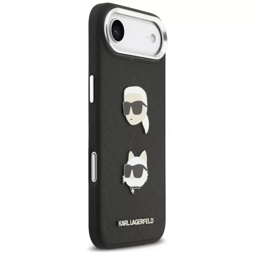 Karl Lagerfeld - FW Grained Karl & Choupette Heads Pins & Logo (KLHCP17MPSFDHPOK) - iPhone 17 Air - Black