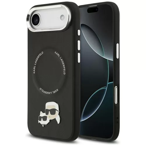 Karl Lagerfeld - Leather Karl & Choupette Pins MagSafe (KLHMP17MPSMLRKCK) - iPhone 17 Air - Black