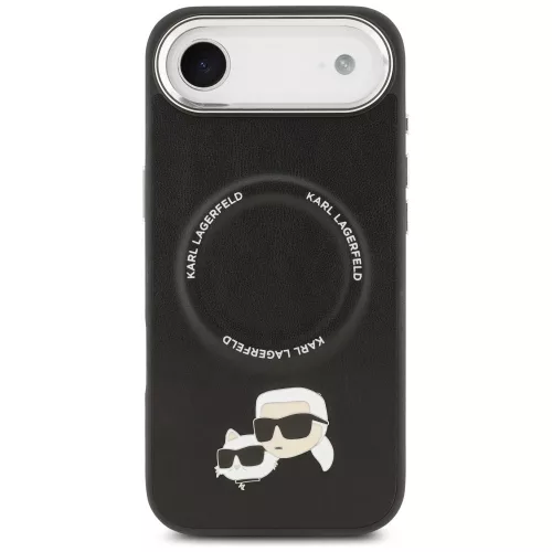 Karl Lagerfeld - Leather Karl & Choupette Pins MagSafe (KLHMP17MPSMLRKCK) - iPhone 17 Air - Black