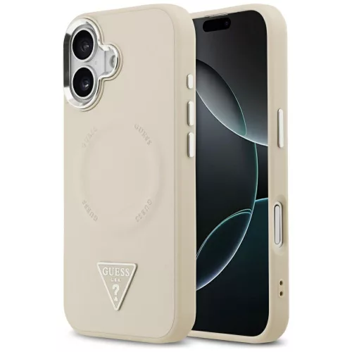 Guess - Keménytok Háromszög Logó MagSafe (GUHMP17SPSDTSCME) - iPhone 17 - Bézs