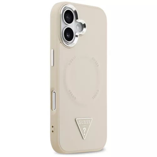 Guess - Keménytok Háromszög Logó MagSafe (GUHMP17SPSDTSCME) - iPhone 17 - Bézs