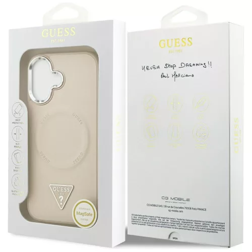 Guess - Keménytok Háromszög Logó MagSafe (GUHMP17SPSDTSCME) - iPhone 17 - Bézs