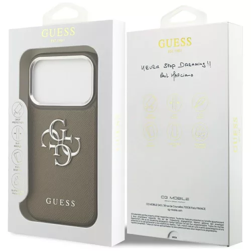 Guess - Keménytok Nagy 4G Klasszikus Logó (GUHCP17LPG4SMCEW) - iPhone 17 Pro - Barna