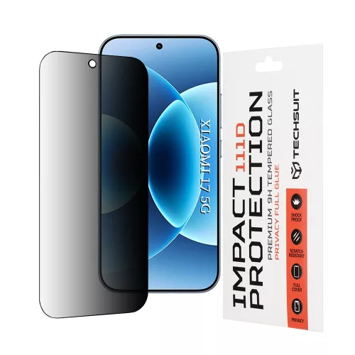 Techsuit - 111D Privacy betekintésgátló üvegfólia - Xiaomi 17 - Fekete