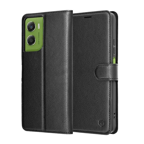 Techsuit - Leather Folio kinyitható tok - Motorola Moto G06 - Fekete