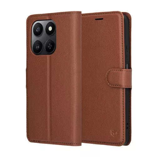 Techsuit - Leather Folio kinyitható tok - Honor 400 Smart 5G / 400 Smart 4G / X7d 4G - Barna