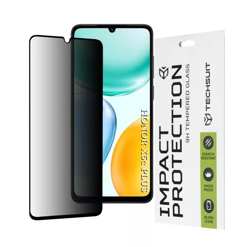 Techsuit - 111D Privacy betekintésgátló üvegfólia - Honor X5c Plus - Fekete