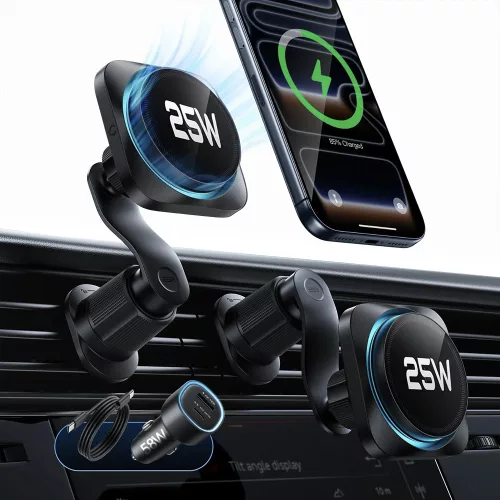 ESR - Autós tartó OmniLock with Autós töltő (2B5280161) - Szellőzőrácsra, 360°, Mágneses Qi2 25W - Black