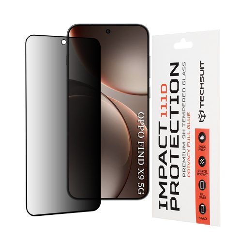Techsuit - 111D Privacy betekintésgátló üvegfólia - Oppo Find X9 - Fekete