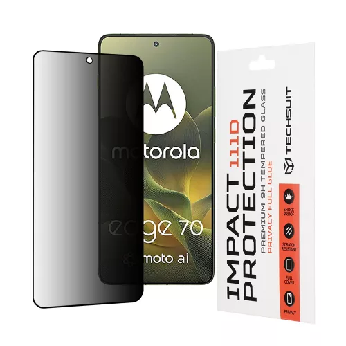 Techsuit - 111D Privacy betekintésgátló üvegfólia - Motorola Edge 70 - Fekete