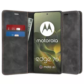   Techsuit - Confy Cover kinyitható tok - Motorola Edge 70 - Fekete