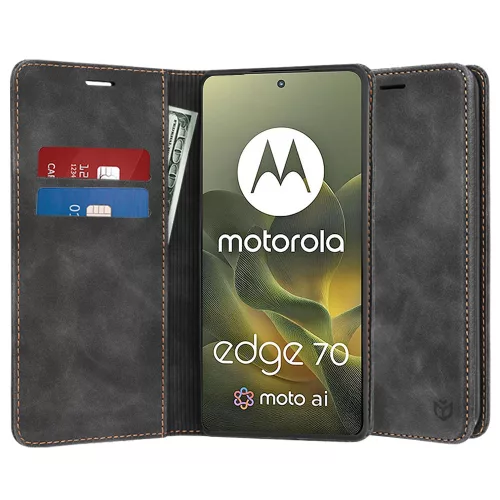 Techsuit - Confy Cover kinyitható tok - Motorola Edge 70 - Fekete
