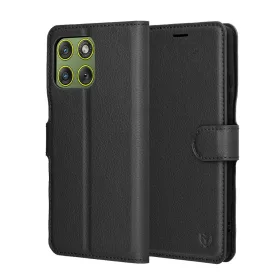   Techsuit - Leather Folio kinyitható tok - Motorola Edge 70 - Fekete