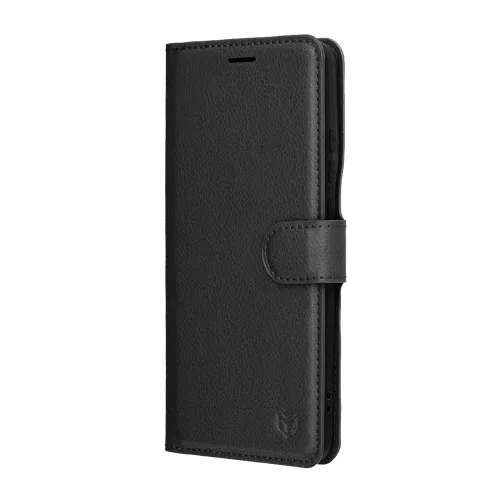 Techsuit - Leather Folio kinyitható tok - Motorola Edge 70 - Fekete