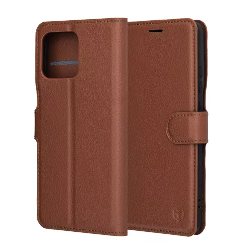 Techsuit - Leather Folio kinyitható tok - Motorola Edge 70 - Barna