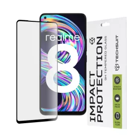   Techsuit - 111D Full Cover / Full Glue üvegfólia - Realme 8 4G / 8 Pro - Fekete széllel