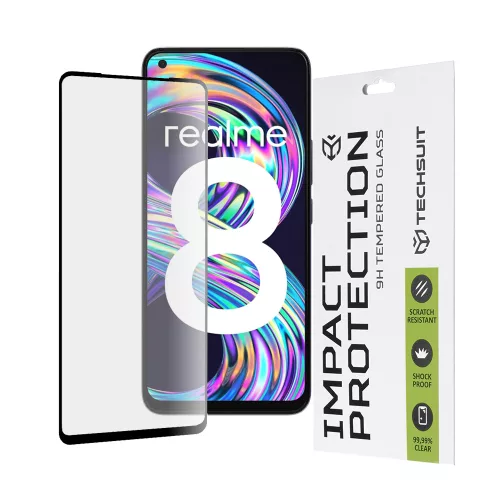 Techsuit - 111D Full Cover / Full Glue üvegfólia - Realme 8 4G / 8 Pro - Fekete széllel
