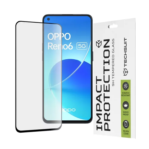 Techsuit - 111D Full Cover / Full Glue üvegfólia - Oppo Reno6 5G (Mediatek) - Fekete széllel