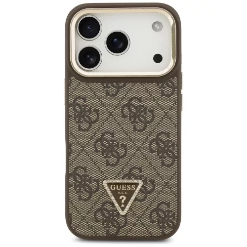 Guess - Keménytok 4G Háromszög Logó MagSafe Kamera Állvánnyal (GUHMP17LPCS4GPTW) - iPhone 17 Pro - Barna
