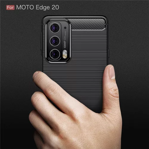 Techsuit - Carbon szilikon tok - Motorola Edge 20 5G - Fekete