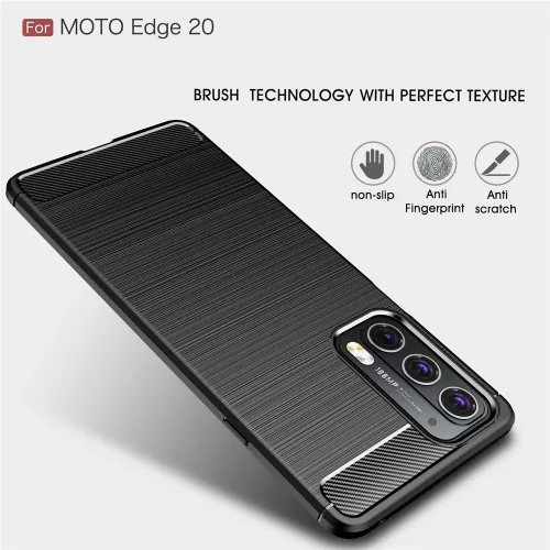Techsuit - Carbon szilikon tok - Motorola Edge 20 5G - Fekete
