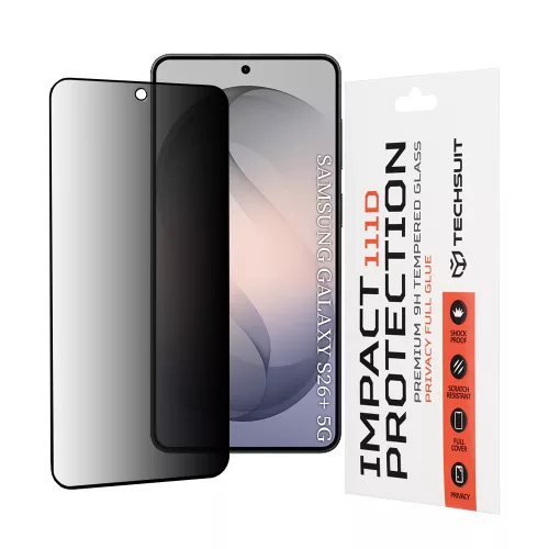 Techsuit - 111D Privacy betekintésgátló üvegfólia - Samsung Galaxy S26 Plus - Fekete