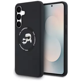   Karl Lagerfeld - Silicone KC Heads MagSafe (KLHMS25FESKCHTCK) - Samsung Galaxy S25 FE - Black