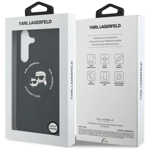 Karl Lagerfeld - Silicone KC Heads MagSafe (KLHMS25FESKCHTCK) - Samsung Galaxy S25 FE - Black