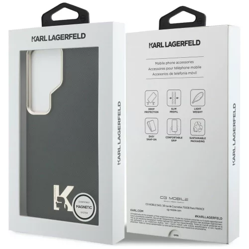 Karl Lagerfeld - Wrapped Grained Leather with K Head Logo MagSafe (KLHMS26L5PGFKHGK) - Samsung Galaxy S26 Ultra - Black