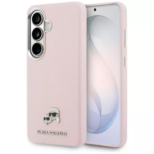 Karl Lagerfeld - Wrapped Grained Leather with K&C Head Pin MagSafe (KLHMS26S6PFKCLP) - Samsung Galaxy S26 - Pink