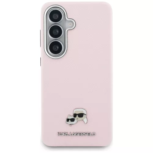 Karl Lagerfeld - Wrapped Grained Leather with K&C Head Pin MagSafe (KLHMS26S6PFKCLP) - Samsung Galaxy S26 - Pink