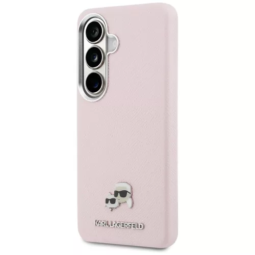 Karl Lagerfeld - Wrapped Grained Leather with K&C Head Pin MagSafe (KLHMS26S6PFKCLP) - Samsung Galaxy S26 - Pink