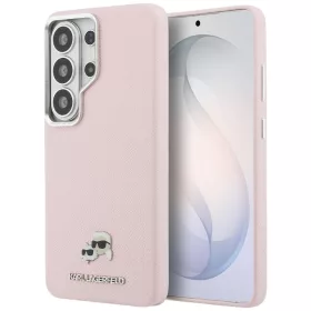   Karl Lagerfeld - Wrapped Grained Leather with K&C Head Pin MagSafe (KLHMS26L6PFKCLP) - Samsung Galaxy S26 Ultra - Pink
