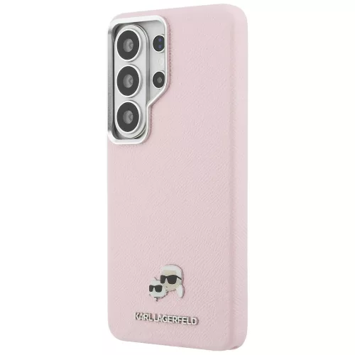 Karl Lagerfeld - Wrapped Grained Leather with K&C Head Pin MagSafe (KLHMS26L6PFKCLP) - Samsung Galaxy S26 Ultra - Pink