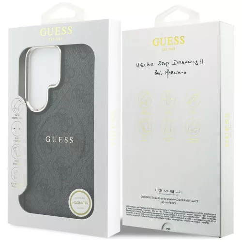 Guess - 4G Dombornyomott Gyűrű MagSafe (GUHMS26LP4MSEGCK) - Samsung Galaxy S26 Ultra - Fekete