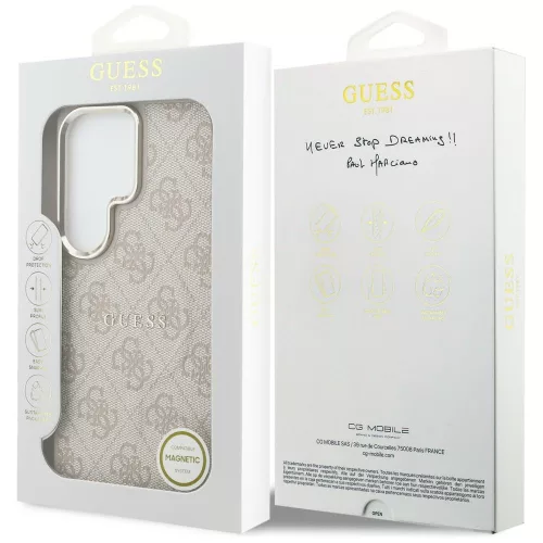 Guess - 4G Dombornyomott Gyűrű MagSafe (GUHMS26LP4MSEGCP) - Samsung Galaxy S26 Ultra - Rózsaszín