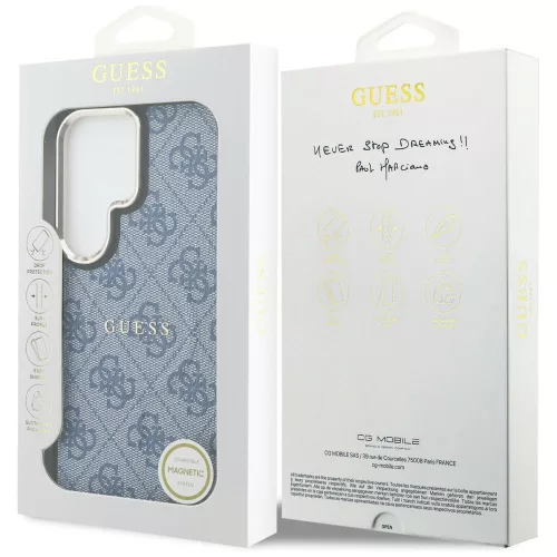 Guess - 4G Dombornyomott Gyűrű MagSafe (GUHMS26LP4MSEGCB) - Samsung Galaxy S26 Ultra - Kék