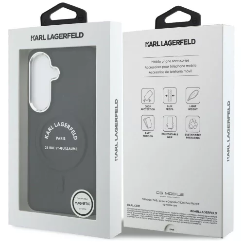 Karl Lagerfeld - Wrapped Leather with Karl RSG Logo MagSafe (KLHMS26SPSKRSGEK) - Samsung Galaxy S26 - Black