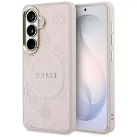  Guess - Saffiano Bazsarózsás Dombornyomott Gyűrű MagSafe (GUHMS26SPSAMSECP) - Samsung Galaxy S26 - Rózsaszín