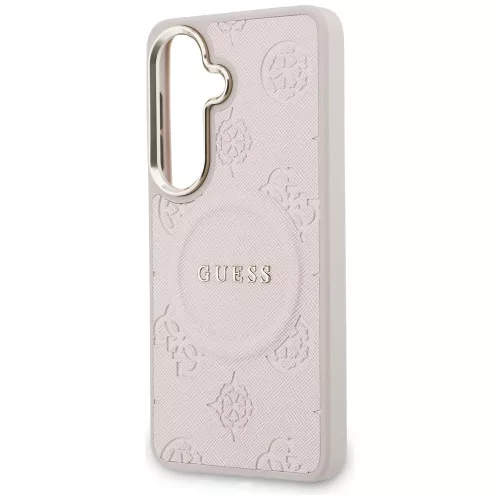 Guess - Saffiano Bazsarózsás Dombornyomott Gyűrű MagSafe (GUHMS26SPSAMSECP) - Samsung Galaxy S26 - Rózsaszín