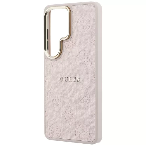 Guess - Saffiano Bazsarózsás Dombornyomott Gyűrű MagSafe (GUHMS26LPSAMSECP) - Samsung Galaxy S26 Ultra - Rózsaszín