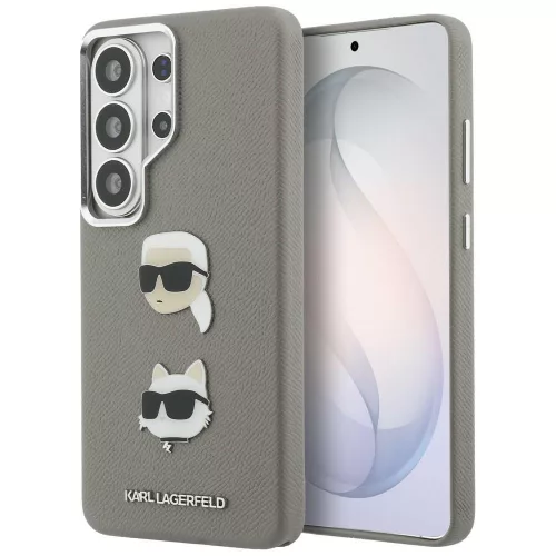 Karl Lagerfeld - Wrapped Leather Saffiano with with K&C Head Pin (KLHCS26LPSFDHPOG) - Samsung Galaxy S26 Ultra - Grey