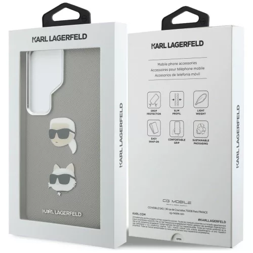 Karl Lagerfeld - Wrapped Leather Saffiano with with K&C Head Pin (KLHCS26LPSFDHPOG) - Samsung Galaxy S26 Ultra - Grey