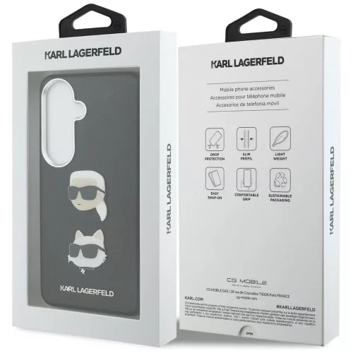 Karl Lagerfeld - Wrapped Leather Saffiano with with K&C Head Pin (KLHCS26MPSFDHPOK) - Samsung Galaxy S26 Plus - Black