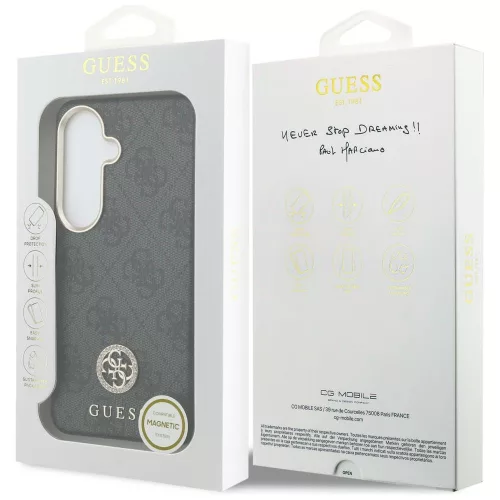 Guess - Strassz Kerek Logó MagSafe (GUHMS26SP4GRMDEK) - Samsung Galaxy S26 - Fekete