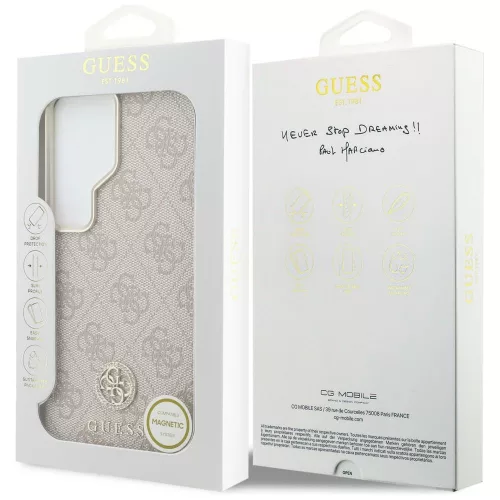 Guess - Strassz Kerek Logó MagSafe (GUHMS26LP4GRMDEP) - Samsung Galaxy S26 Ultra - Rózsaszín